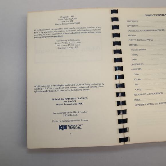 Philadelphia Main Line Classics Cookbook Junior Saturday Club Recipes 1982 - Picture 8 of 10